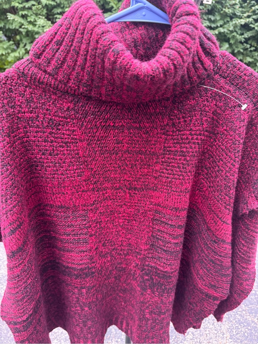 Apt. 9 Marled Burgundy Turtleneck Poncho Sweater one size fits all